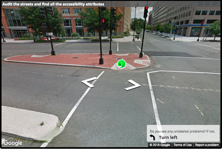 A Street View image of a labeled curb ramp at a close distance